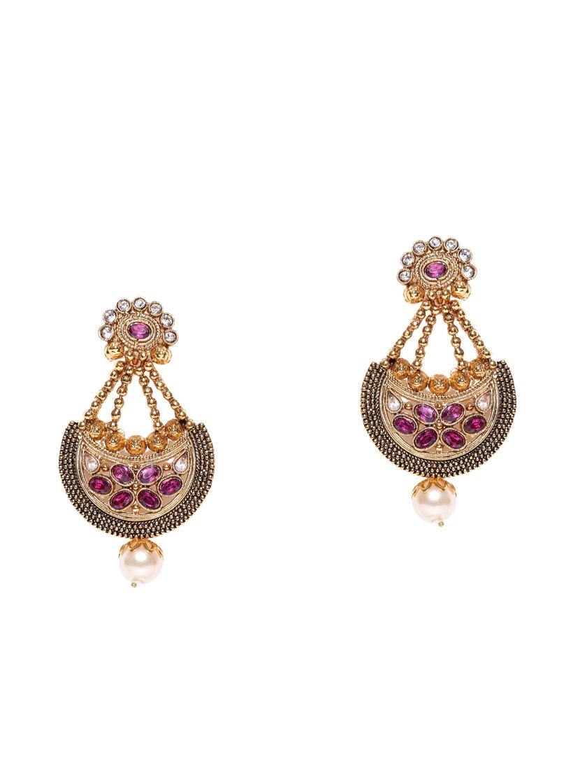 pink metal chandballi earring - 16888052 - Zoom Image - 1