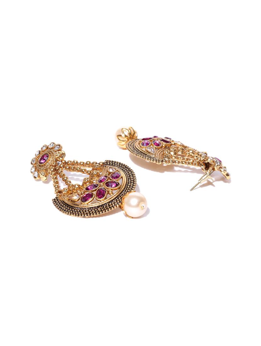 pink metal chandballi earring - 16888052 - Zoom Image - 2