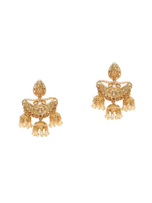 gold metal jhumka earring - 16888065 - Standard Image - 1