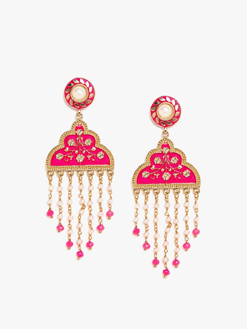 pink metal drop earring - 16888072 - Zoom Image - 1