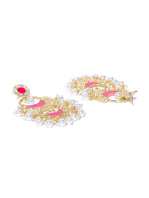 pink brass chandballi earring - 16888119 - Standard Image - 2