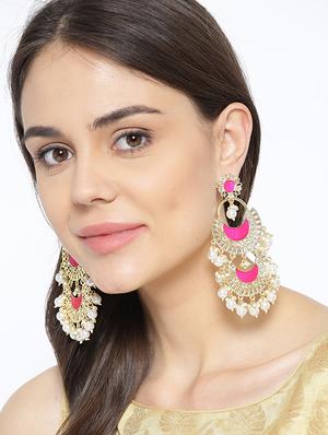 pink brass chandballi earring - 16888119 - Standard Image - 3