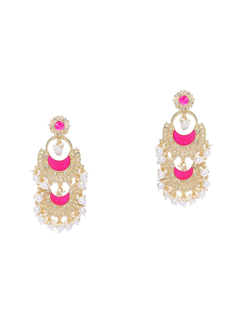 pink brass chandballi earring - 16888119 - Zoom Image - 1