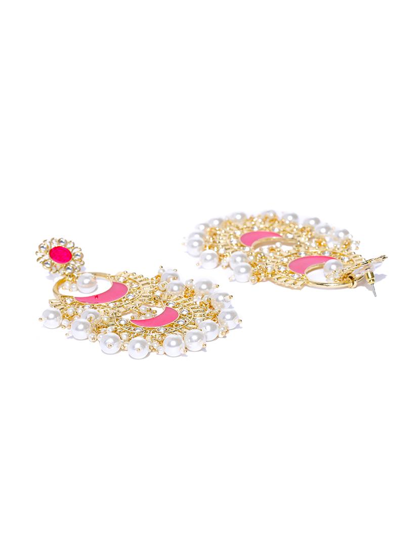 pink brass chandballi earring - 16888119 - Zoom Image - 2