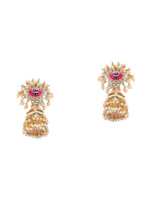 pink brass jhumka earring - 16888123 - Standard Image - 3