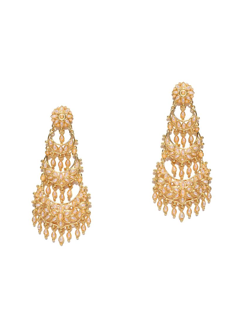 gold brass chandballi earring - 16888125 - Zoom Image - 1