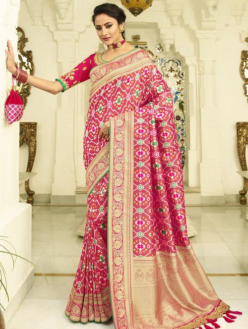 ikat woven saree with blouse - 16888270 - Very Small Image - 1