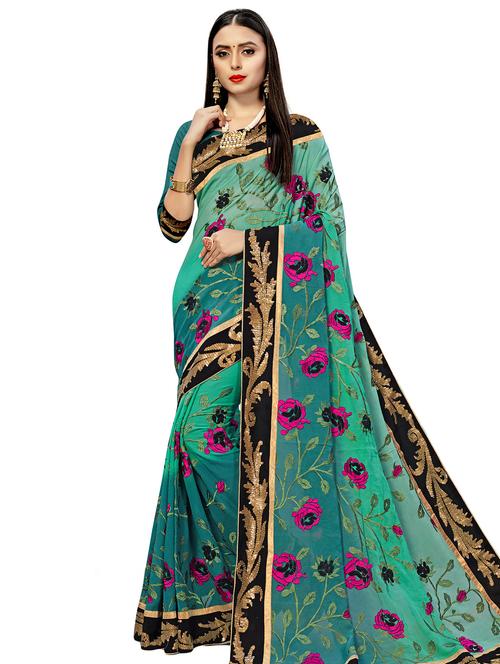 self design embroidered saree with blouse - 16888311 - Very Small Image - 1