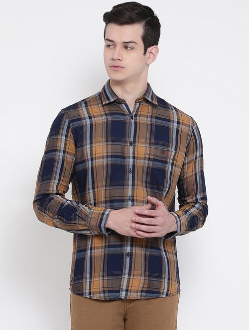 navy blue checkered casual shirt - 16888393 - Standard Image - 1