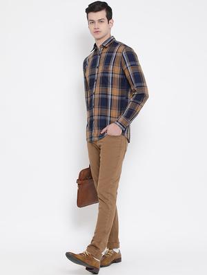 navy blue checkered casual shirt - 16888393 - Standard Image - 4