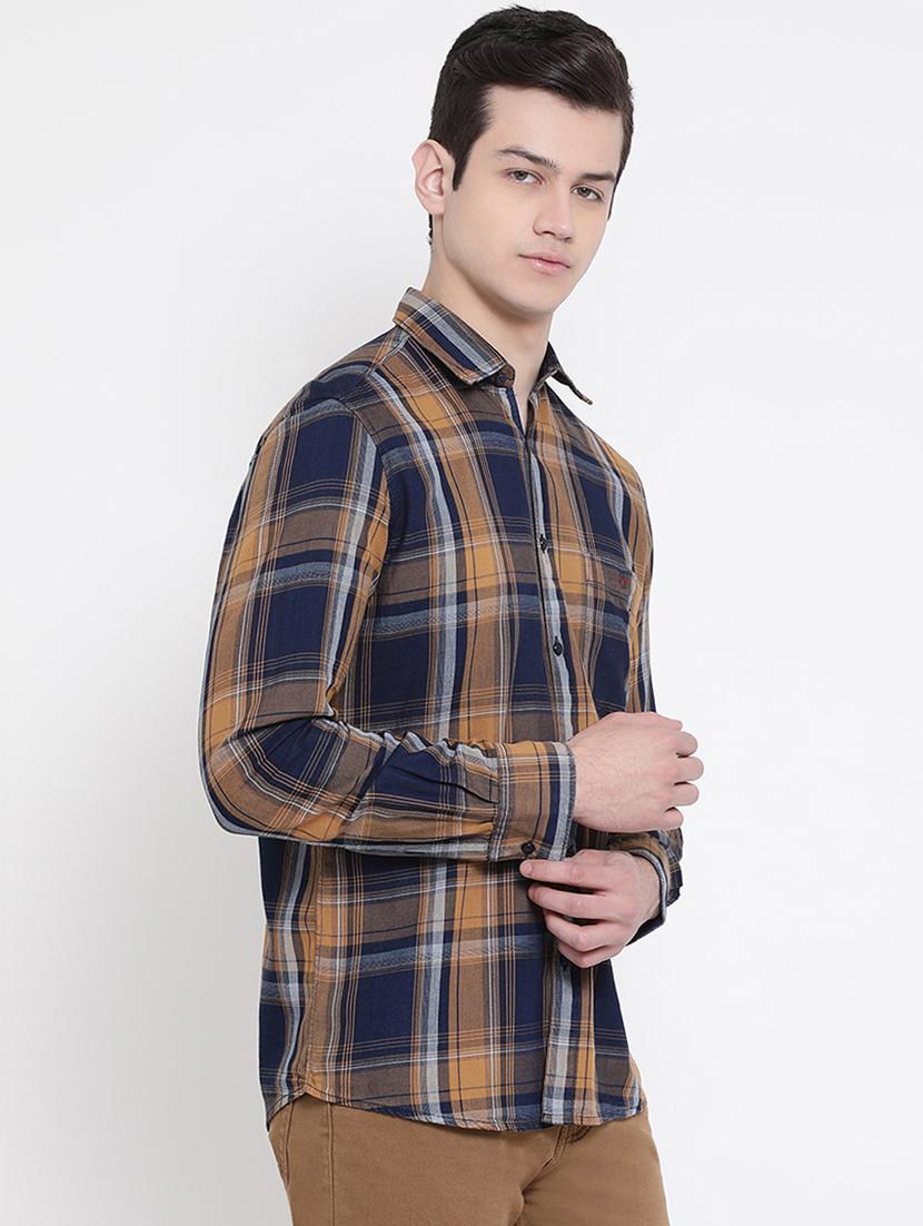 navy blue checkered casual shirt - 16888393 - Zoom Image - 2