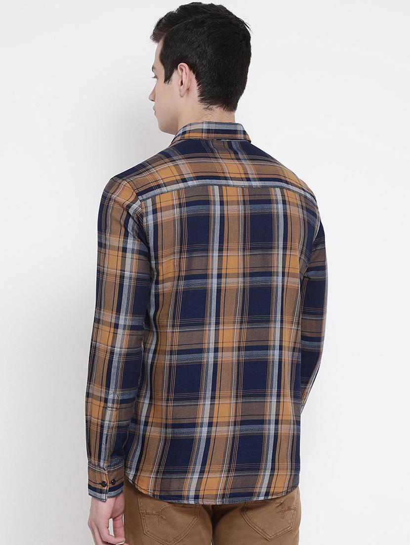 navy blue checkered casual shirt - 16888393 - Zoom Image - 3