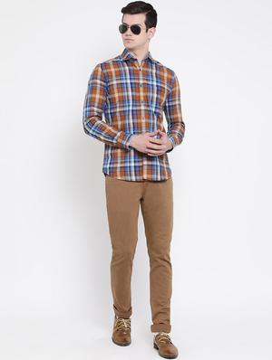 brown solid chinos - 16888438 - Standard Image - 4
