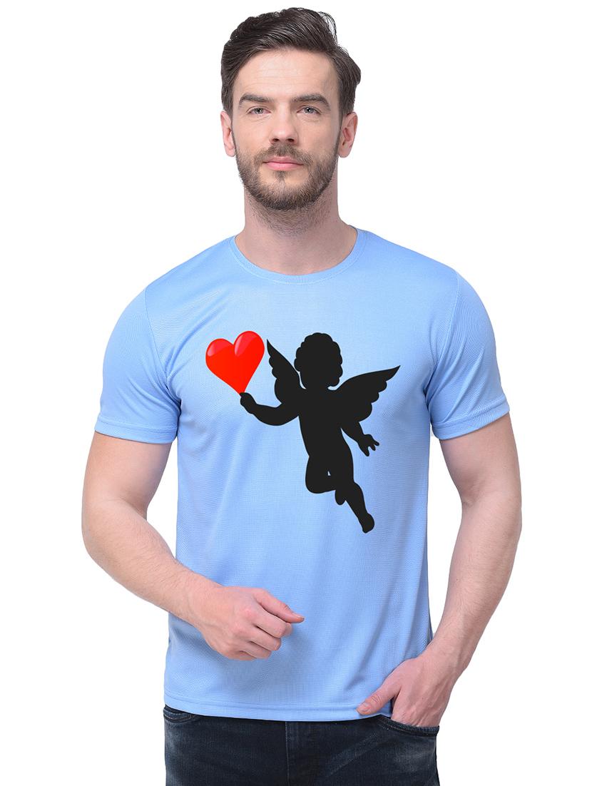 light blue chest print t-shirt - 16888588 - Zoom Image - 1