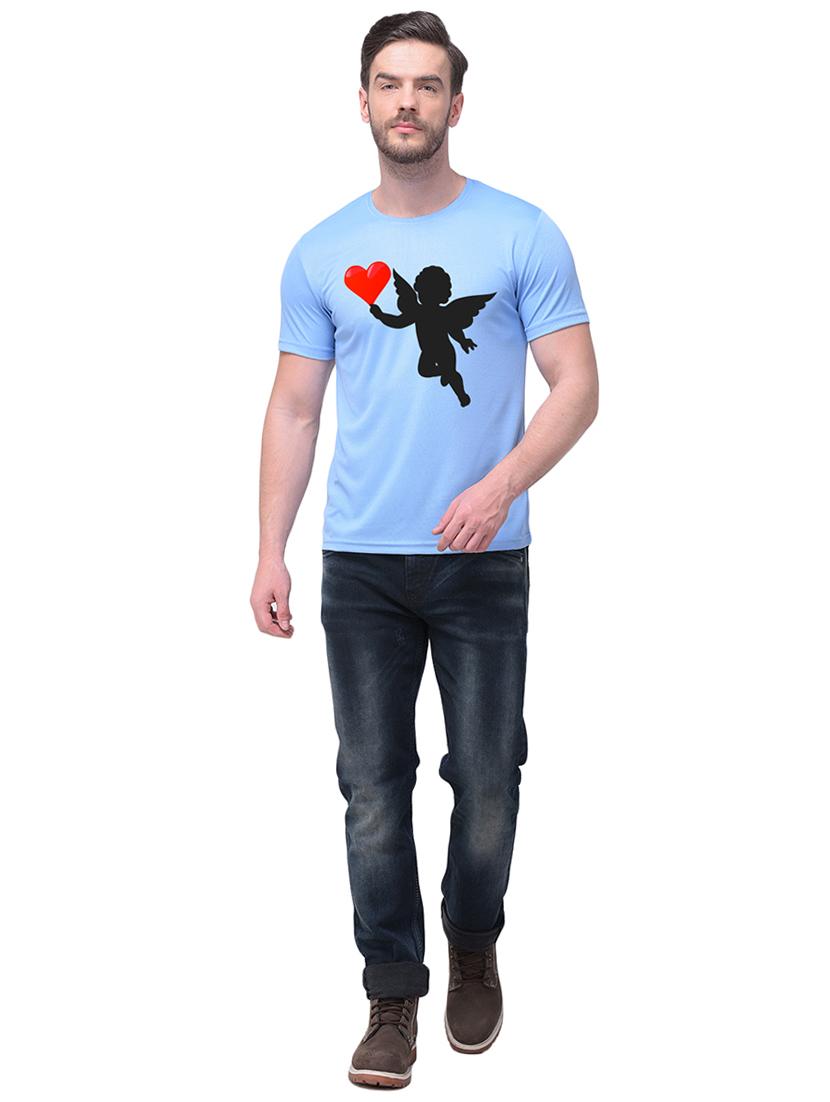 light blue chest print t-shirt - 16888588 - Zoom Image - 3