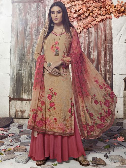 floral printed unstitched suit - 16888907 - Standard Image - 1
