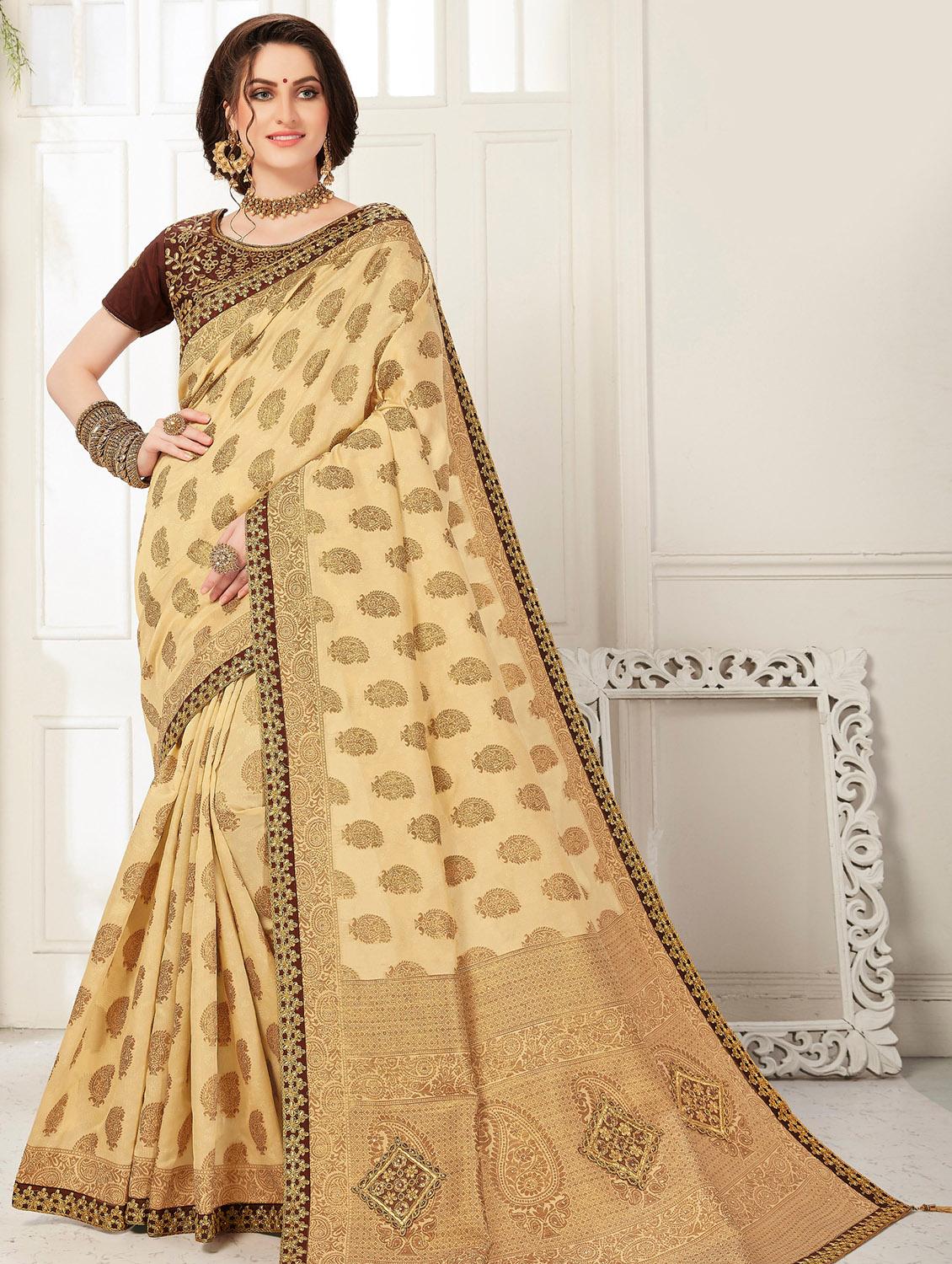 block pint banarasi saree with blouse - 16888999 - Zoom Image - 1