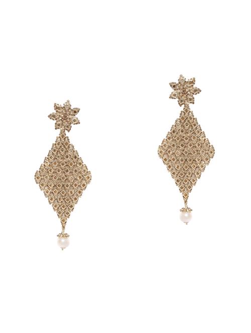 gold metal drop earring - 16889039 - Standard Image - 1