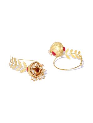 red brass jhumka earring - 16889045 - Standard Image - 2