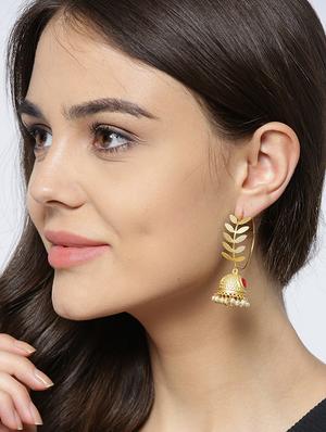 red brass jhumka earring - 16889045 - Standard Image - 3