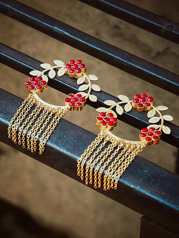 red brass drop earring - 16889046 - Zoom Image - 1