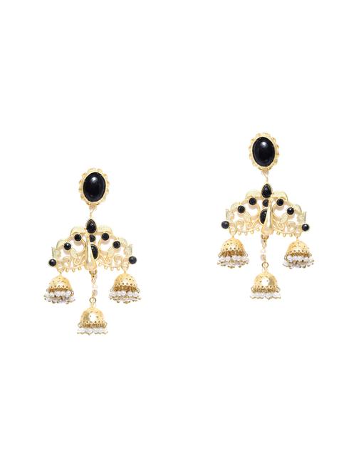 black brass jhumka earring - 16889050 - Standard Image - 1