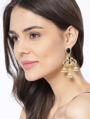 black brass jhumka earring - 16889050 - Standard Image - 3
