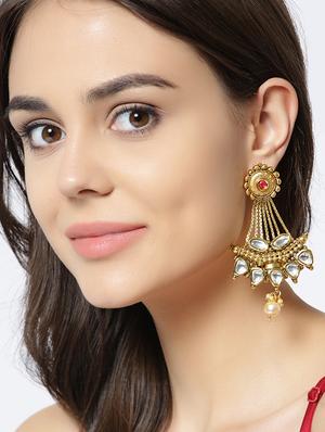 pink brass drop earring - 16889053 - Standard Image - 3