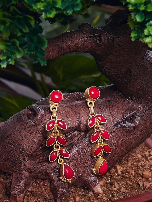 red metal drop earring - 16889058 - Standard Image - 1