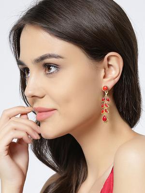 red metal drop earring - 16889058 - Standard Image - 4