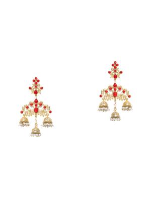 red brass jhumka earring - 16889060 - Standard Image - 3