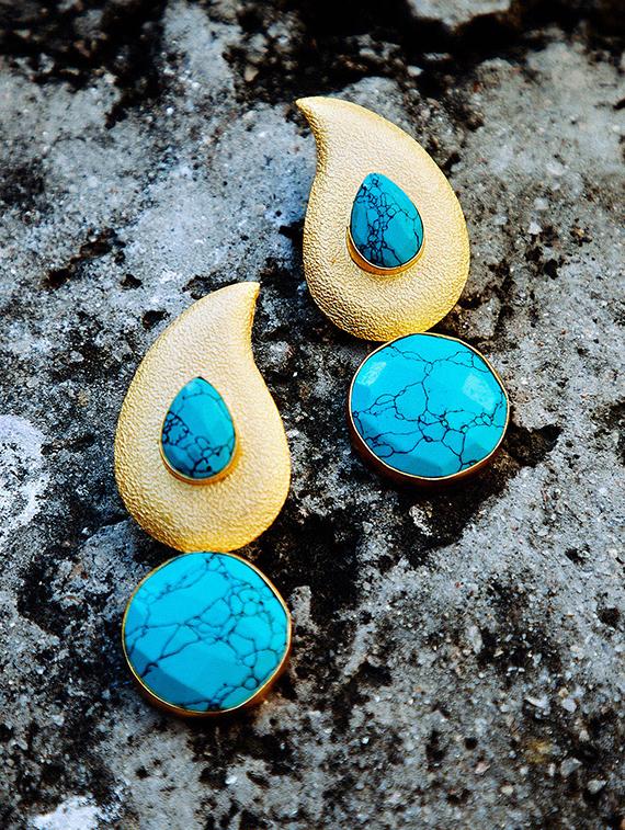 blue brass drop earring - 16889061 - Zoom Image - 1