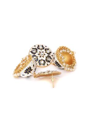 white metal jhumka earring - 16889064 - Standard Image - 2