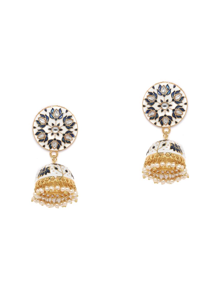 white metal jhumka earring - 16889064 - Zoom Image - 1