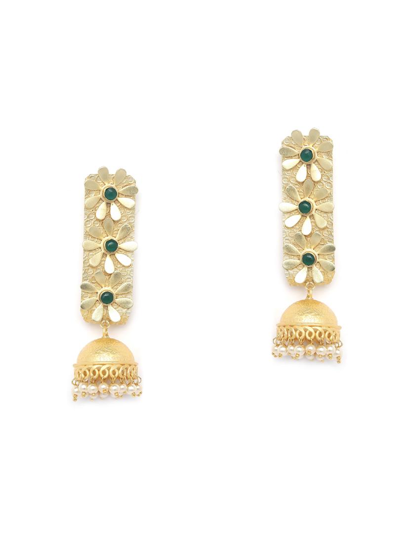 green metal jhumka earring - 16889066 - Zoom Image - 1