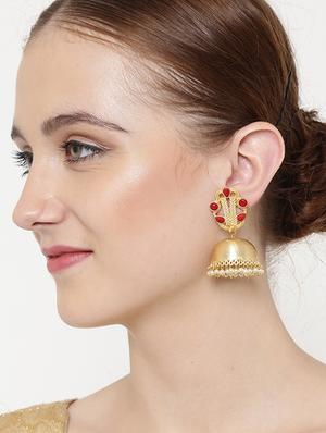 red brass jhumka earring - 16889074 - Standard Image - 3