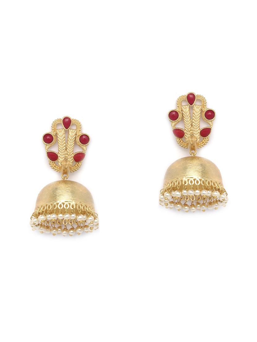 red brass jhumka earring - 16889074 - Zoom Image - 1