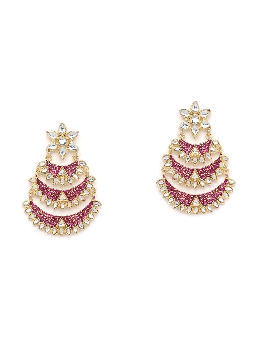 pink brass chandballi earring - 16889077 - Zoom Image - 1
