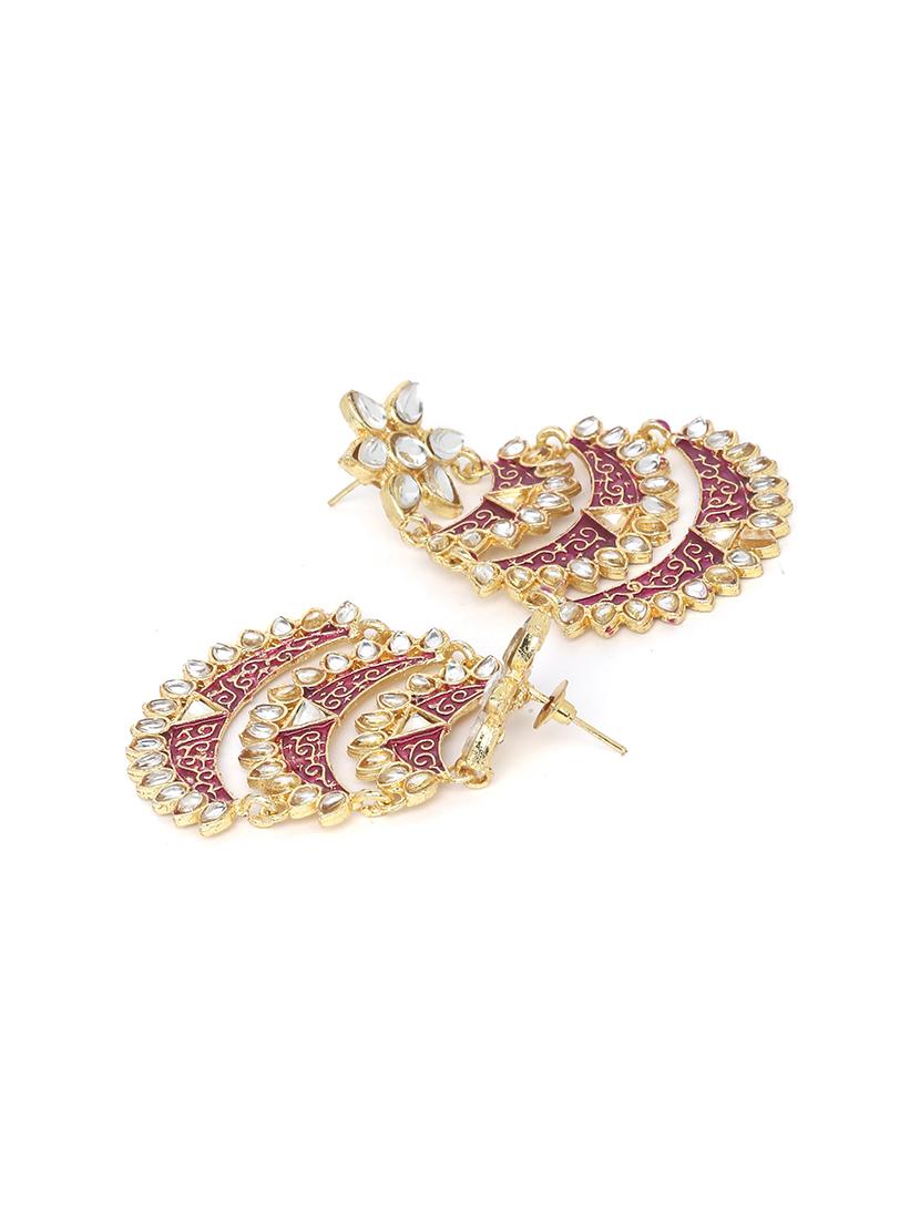 pink brass chandballi earring - 16889077 - Zoom Image - 2