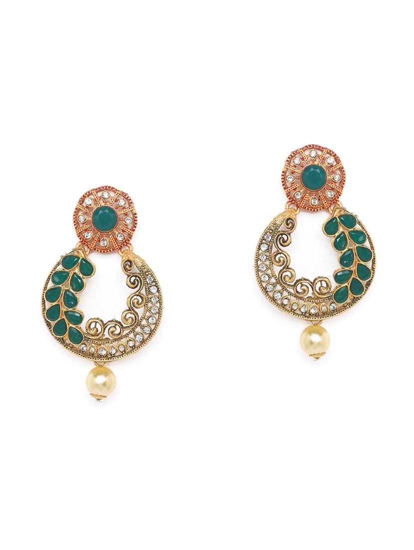 green brass chandballi earring - 16889079 - Zoom Image - 1
