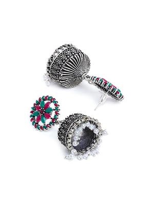 multi colored brass jhumka earring - 16889103 - Standard Image - 2
