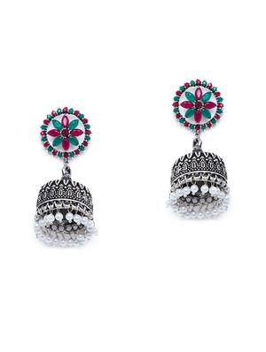 multi colored brass jhumka earring - 16889103 - Standard Image - 3