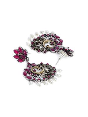 pink brass drop earring - 16889105 - Standard Image - 2