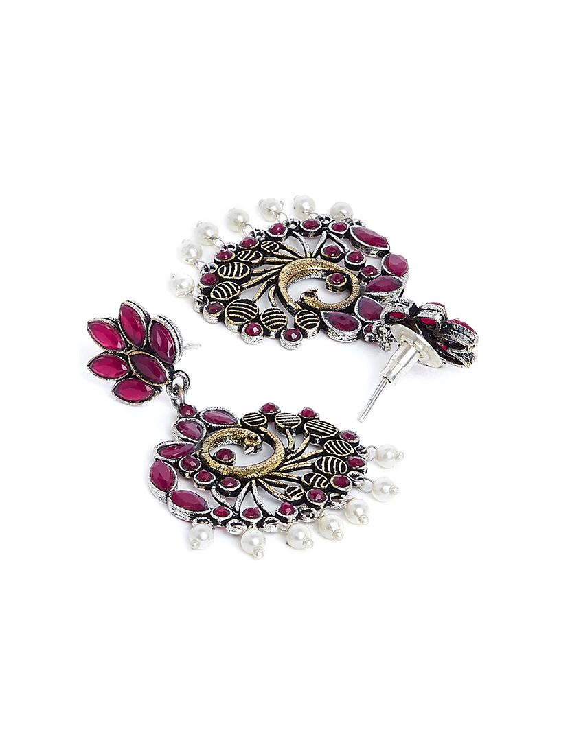 pink brass drop earring - 16889105 - Zoom Image - 2