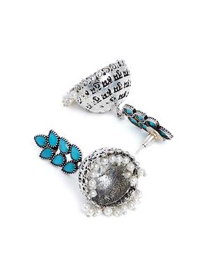 blue brass jhumka earring - 16889107 - Standard Image - 2