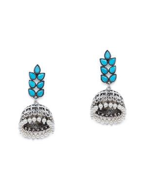 blue brass jhumka earring - 16889107 - Standard Image - 3
