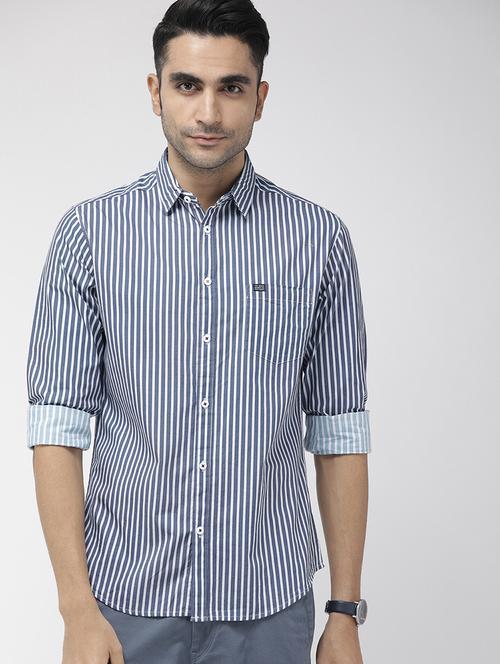 blue striped casual shirt - 16889172 - Very Small Image - 1