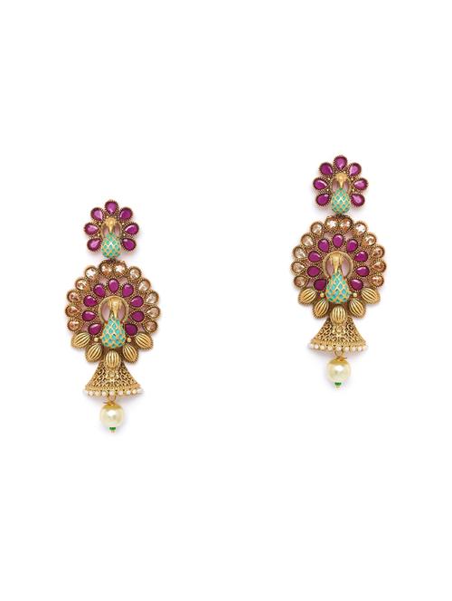 pink brass jhumka earring - 16889224 - Standard Image - 1