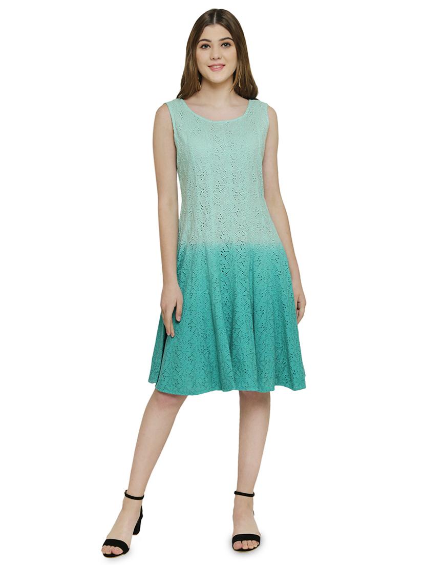 round neck ombre fit & flare dress - 16889228 - Zoom Image - 1