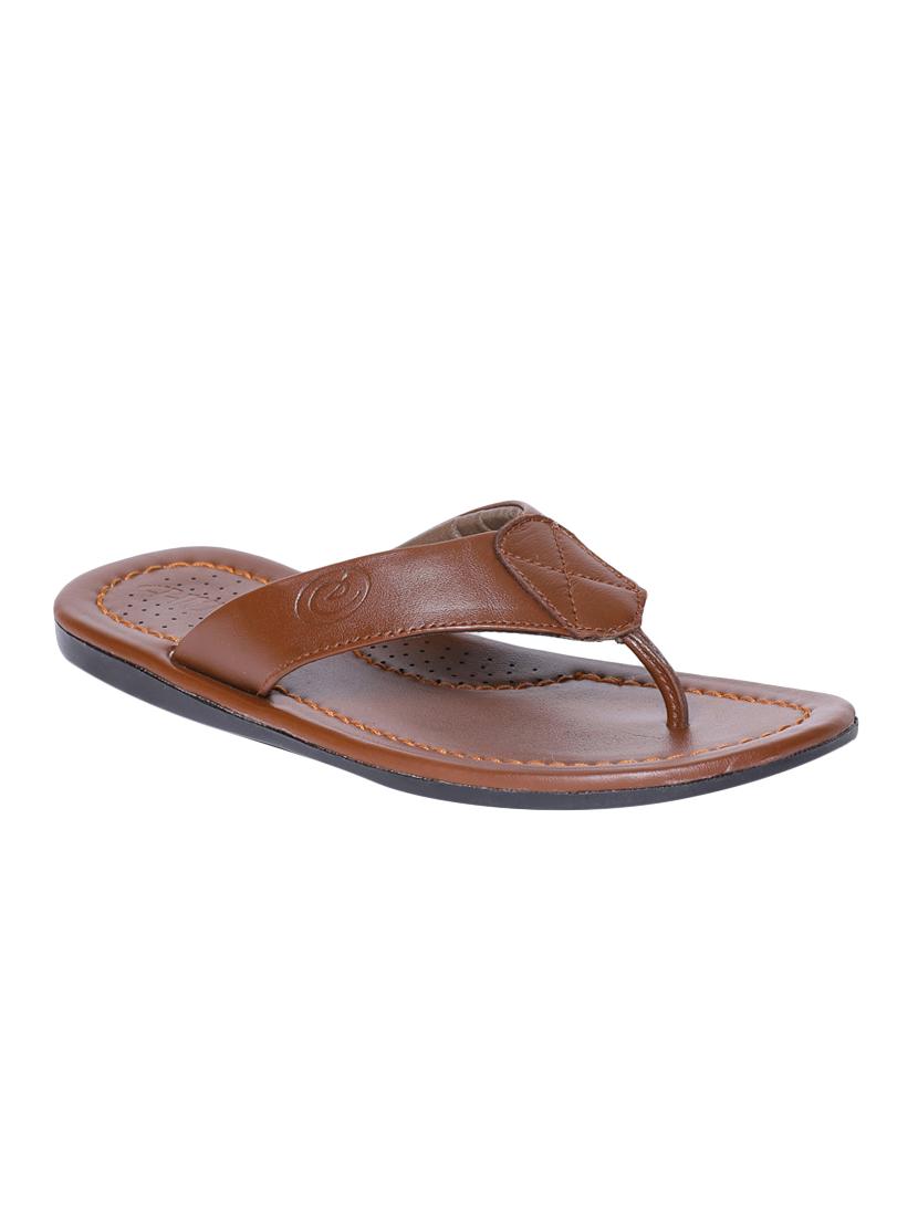tan leather toe separator slippers - 16889244 - Zoom Image - 1
